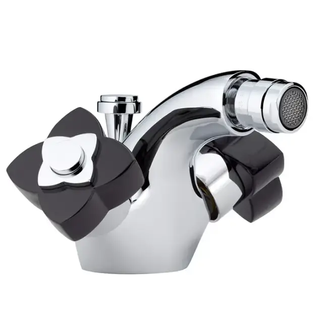 THG Petale de Cristal noir Смеситель для биде, 1 отв., цвет: хром/черный хрусталь