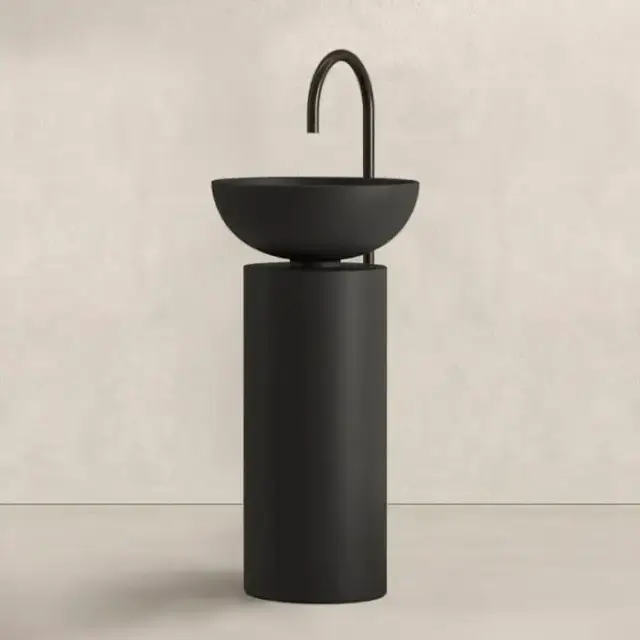 Noorth milldue edition SABA 45 Раковина напольная &Oslash;45x90см, слив в пол, без отв., цвет: черный матовый