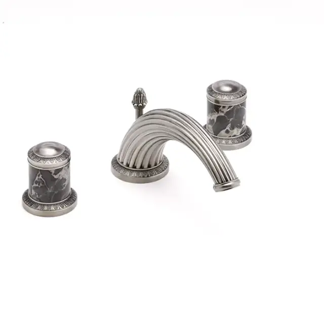 THG Malmaison Portoro Смеситель для раковины на 3 отверстия, с донным клапаном, цвет: состаренный никель