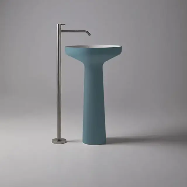 Antonio Lupi Ago Раковина 50х85 см, без отв., напольная, слив в пол, с сифоном, гибким шлангом и донным клапан, Flumood, внешний цвет: Ossido/белый