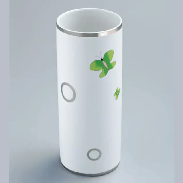 THG CAPUCINE VERT DECOR PLATINE Ваза керамическая, настольная, декор платина/зеленый, цвет: белый