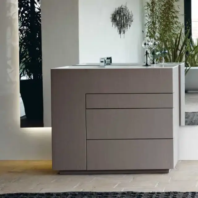 NOORTH milldue edition TOUCH Комплект мебели 100х40х88см, напольный, 3 ящика, слив в пол, раковина Milltek, смеситель H2O, цвет: Argilla матовый