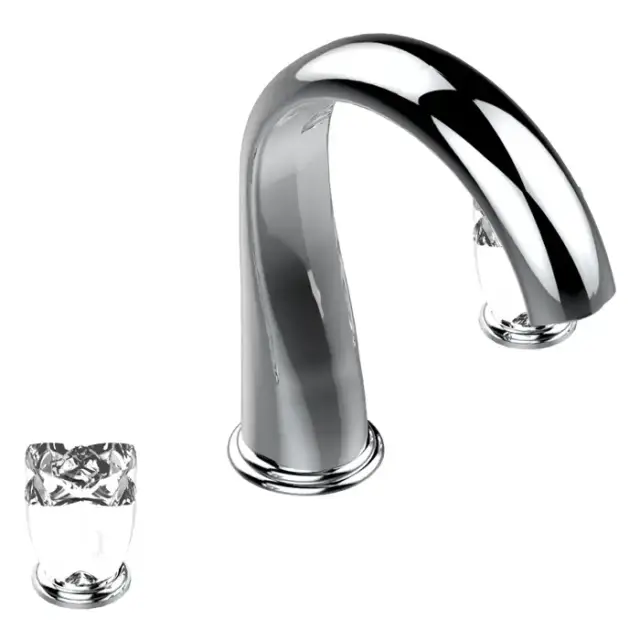 THG Pуtale de cristal clair Смеситель для ванны, 3 отв., цвет: хром/прозрачный хрусталь