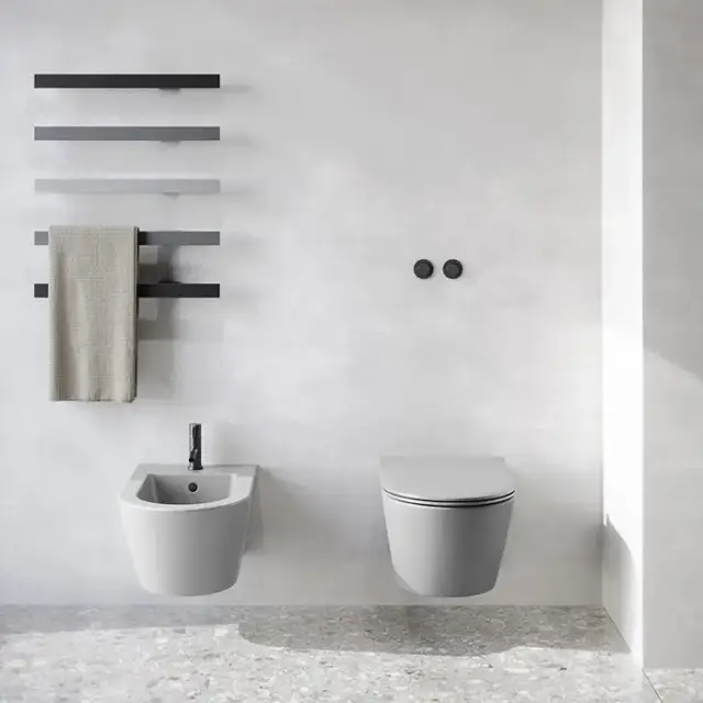 Catalano Zero Унитаз подвесной 55x35см, безободковый, смыв Tornado, покрытие Twinglaze+, цвет: Cemento Satinato