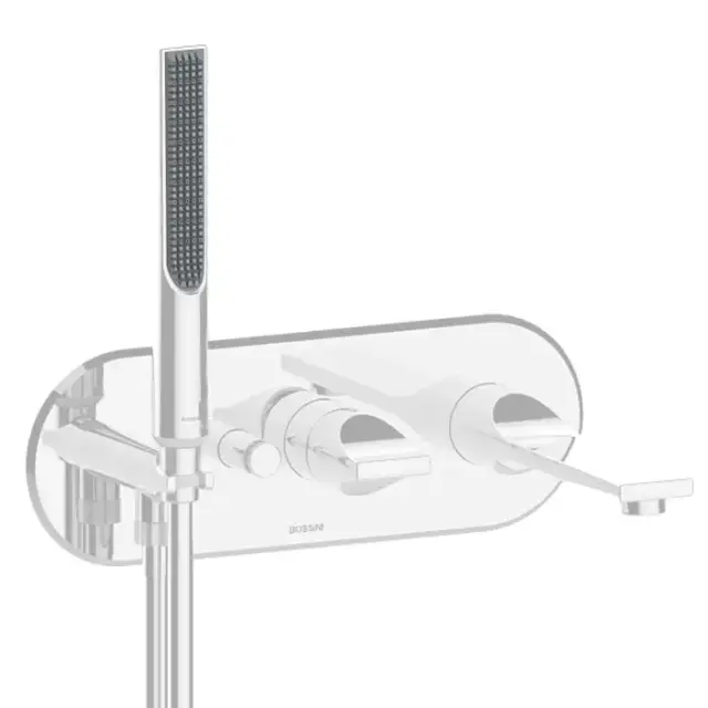 Bossini Apice Смеситель для ванны встраиваемый, однорычажный, с ручным душем Slim и шлангом 1500 мм., цвет: белый матовый