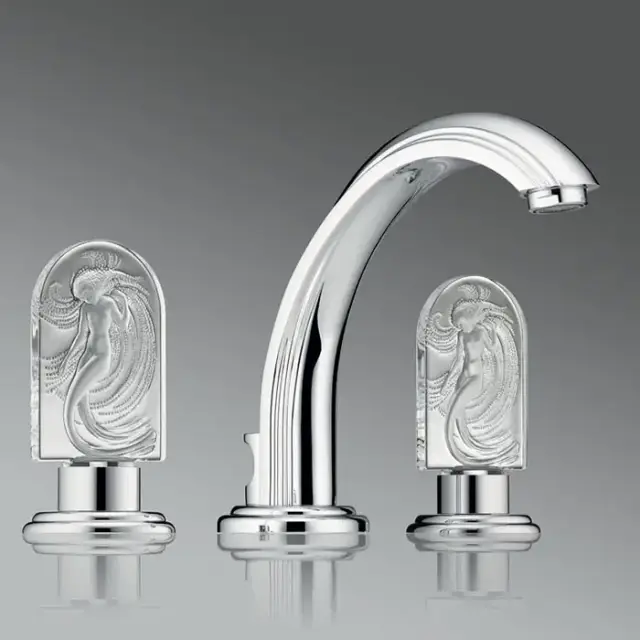 THG Na&iuml;ade Смеситель для раковины, 3 отв., цвет: хром/прозрачный хрусталь