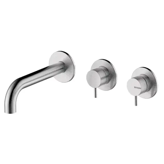 Bossini Nobu Наружная часть монорычажного смесителя для ванны с переключением на 2 выхода и изливом на ванну 190 мм., цвет: нержавеющая сталь