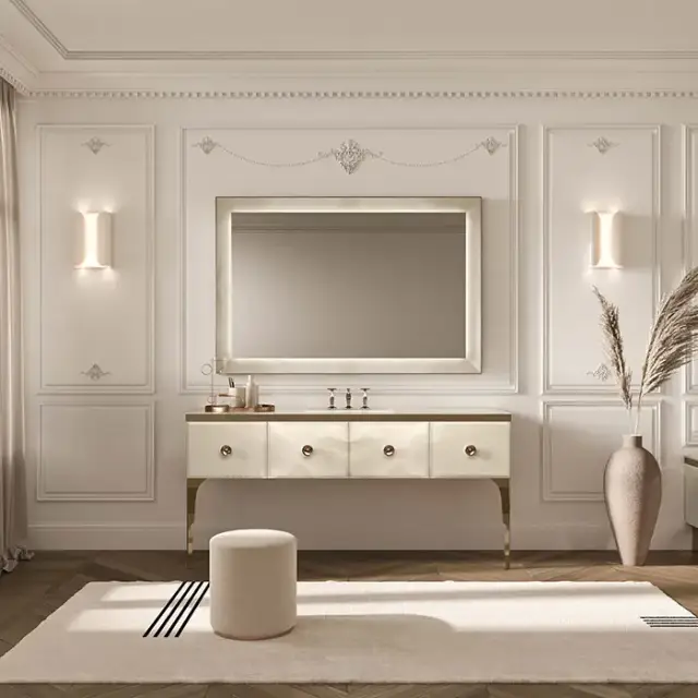 VITAGE milldue edition MAJESTIC 10/b Комплект мебели 180х55х82см напольный, раковина, зеркало, с подсветкой, отделка: стекло onice gold, фурнитура: бронза