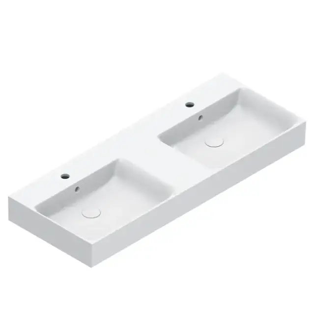 Catalano Premium Раковина 120x47см двойная, с 2 отв., цвет: белый глянцевый