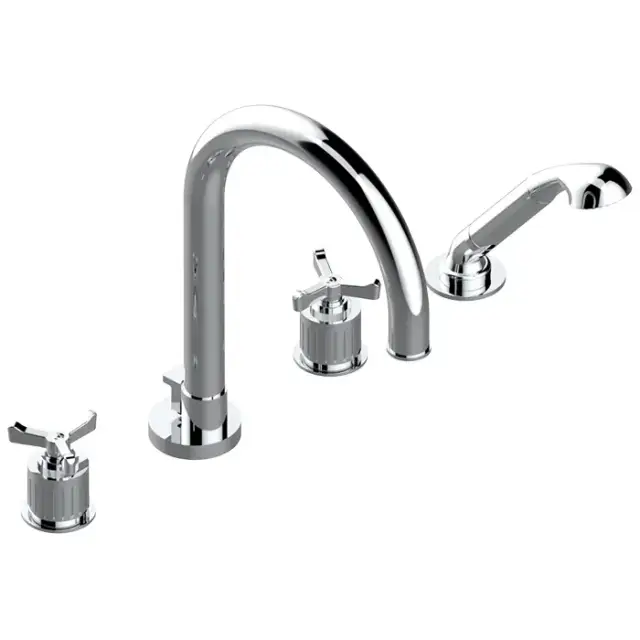 THG Hamptons Смеситель на борт ванны, 4 отв., с ручным душем, цвет: хром