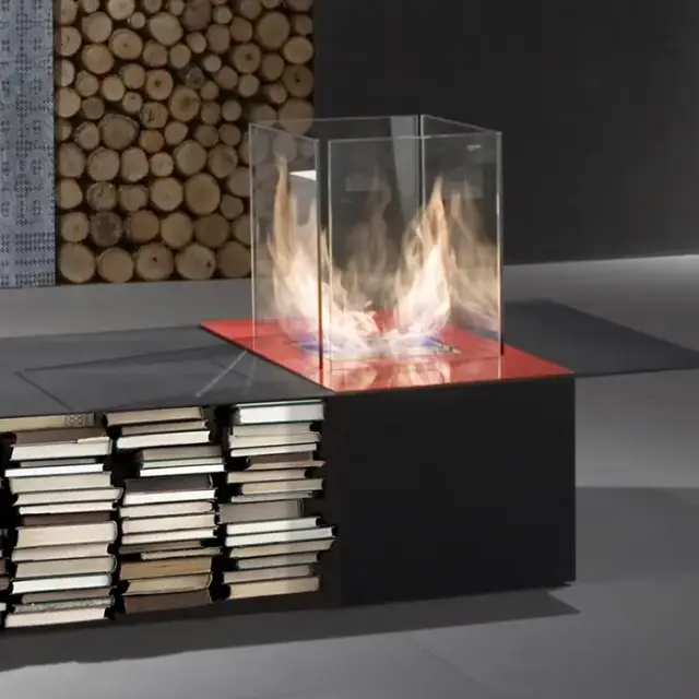 Antonio Lupi Drago Камин 70х160х75cм., столик со стальной конструкцией, на биоэтаноле, с огнеупорными стеклами и горелкой LAFLACA