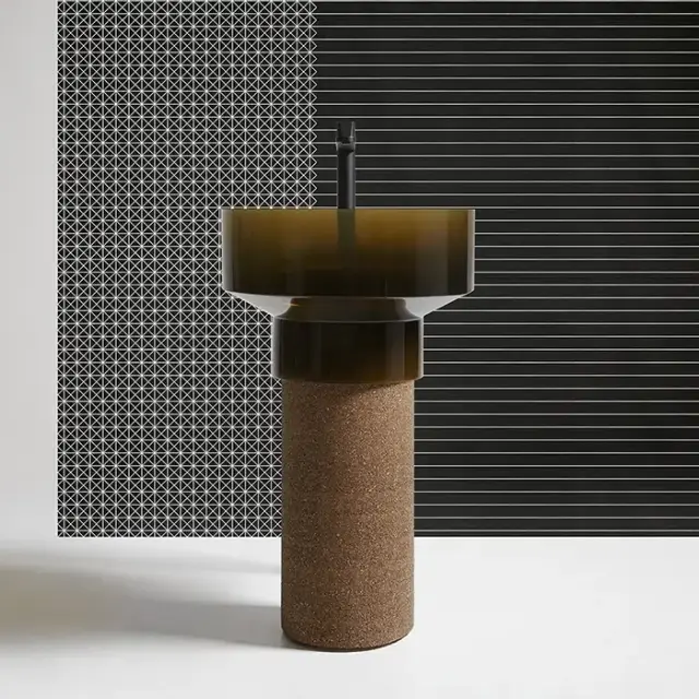 ANTONIO LUPI Borghi Раковина накладная &Oslash;50х90 см, с пьедесталом, Cristalmood, с донным клапаном, цвет Gran Cru