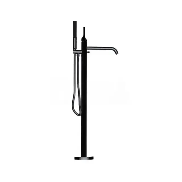 Bossini Apice Смеситель для ванны, напольный, с ручным душем, цвет: черный матовый