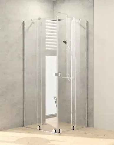 Ограждение в нишу HUPPE Xtensa pure XT1303.069.322 серебро с ярким блеском/стекло прозрачное с Anti-Plaque