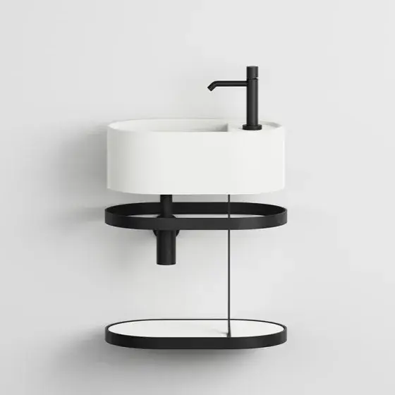 Комплект мебели с раковиной Cielo LES PETITES LPSTO46.NM+LPLAO46+LPPIO46+PIL01NM+SIFN цвет-белый, каркас-черный матовый