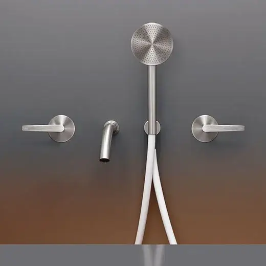 Смеситель для ванны CEA Flag FLG41HWS СТАЛЬ SATIN/шланг силикон WHITE