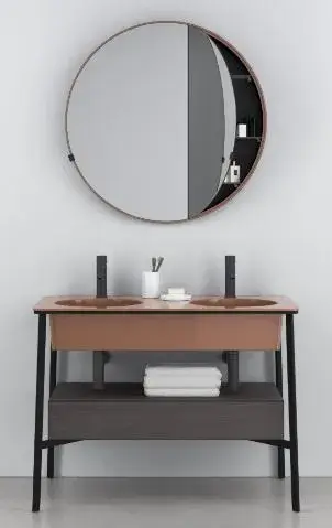 Консоль для ванной комнаты Cielo CATINO DOPPIO CALAD.NI+CASTD.NM+CACDE.RG+CASPCT.NI+PIL01NM.NI*2 NINFEA/ROVERE GRIGIO/Черный Матовый