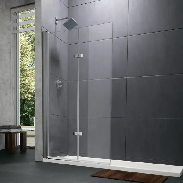 Шторка на ванну HUPPE DESIGN PURE AKT S T 21HK179999927500 блестящее серебро/прозрачное стекло Anti-Plaque