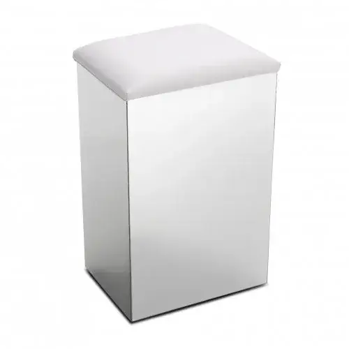 3SC Lino & Lone Корзина для белья с крышкой-сиденьем, цвет: Matt Satin Nickel/White Leather PB01/NX/11