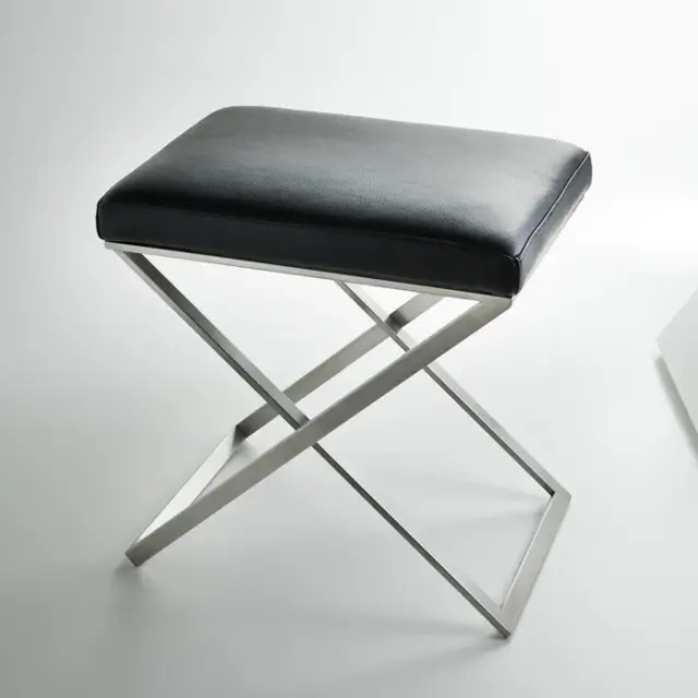 3SC Lino & Lone Стульчик для ванной, цвет: Black Leather/Matt Satin Nickel LONE/NX/02