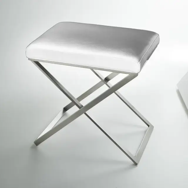 3SC Lino & Lone Стульчик для ванной, цвет: White Leather/Matt Satin Nickel LONE/NX/01