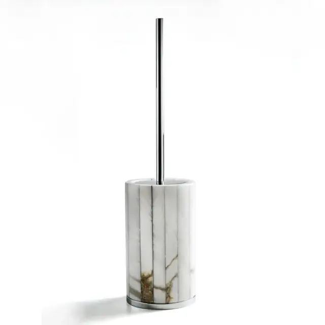 3SC Rigato Ершик для унитаза напольный с алебастровой колбой, цвет: Polished Nickel AL17NL