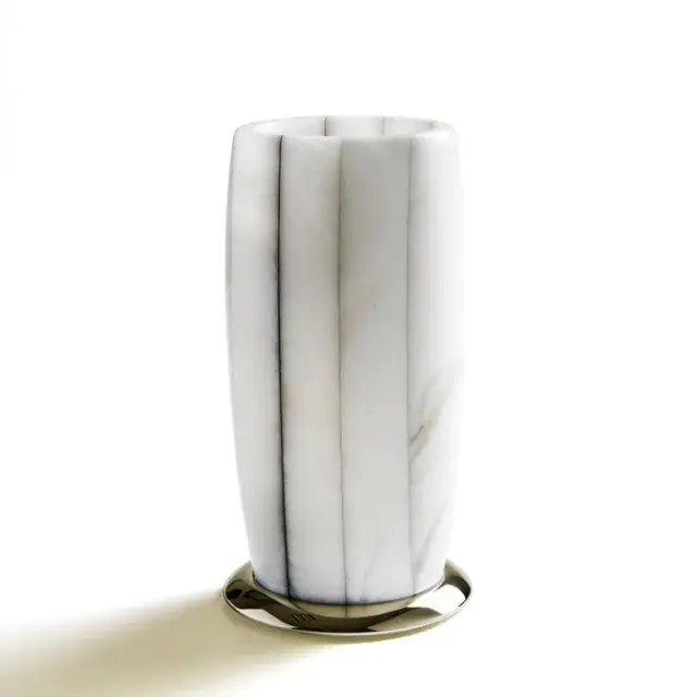 3SC Rigato Стакан для зубных щеток настольный, алебастр, цвет: polished gold 24kt AL03GD