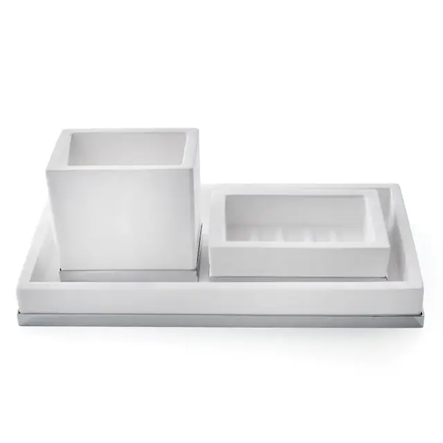 3SC MooD Deluxe Комплект стакан, дозатор, лоток, цвет белый матовый хром MDW98ASL