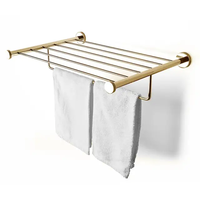 3SC Ribbon Полочка-решетка 50х35хh10 см, с полотенцедержателем, цвет: золото Lucido RB99GD