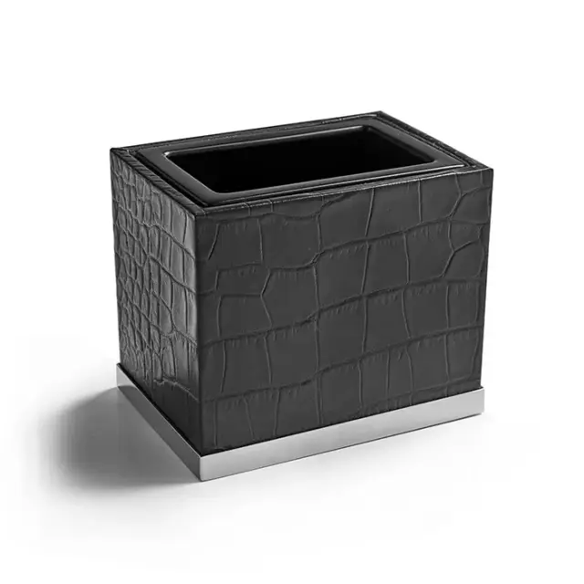 3SC Cocco Стакан настольный, черная кожа, цвет хром CO03ASL