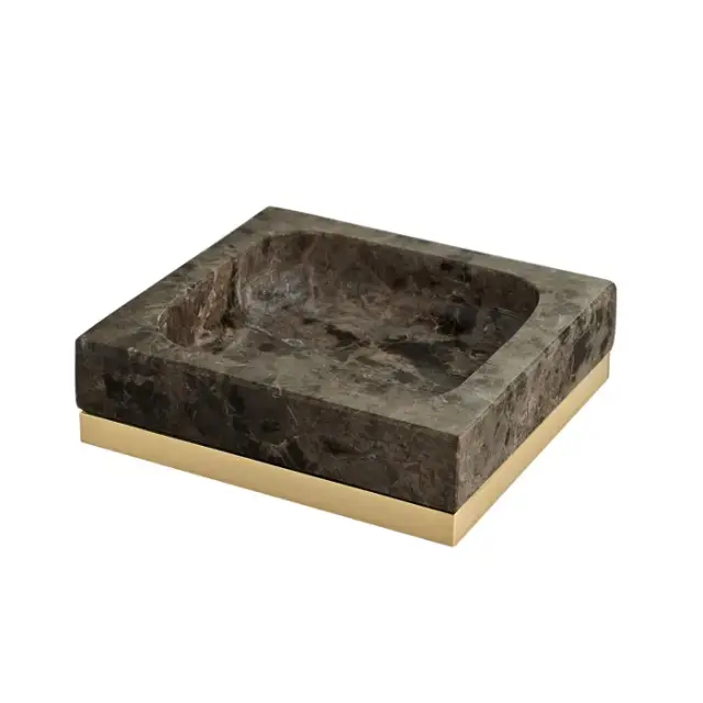 3SC Palace Em.Dark Мыльница с мраморной чашей Emperador Dark, настольная, цвет: золото PA01AEMGD
