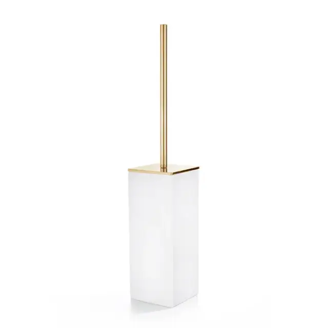 3SC MooD White Ершик для унитаза напольный с латунной колбой, цвет: золото/белый MW17AGD
