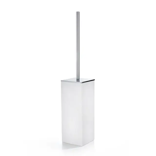 3SC MooD White Ершик для унитаза напольный с латунной колбой, цвет: хром/белый MW17ASL