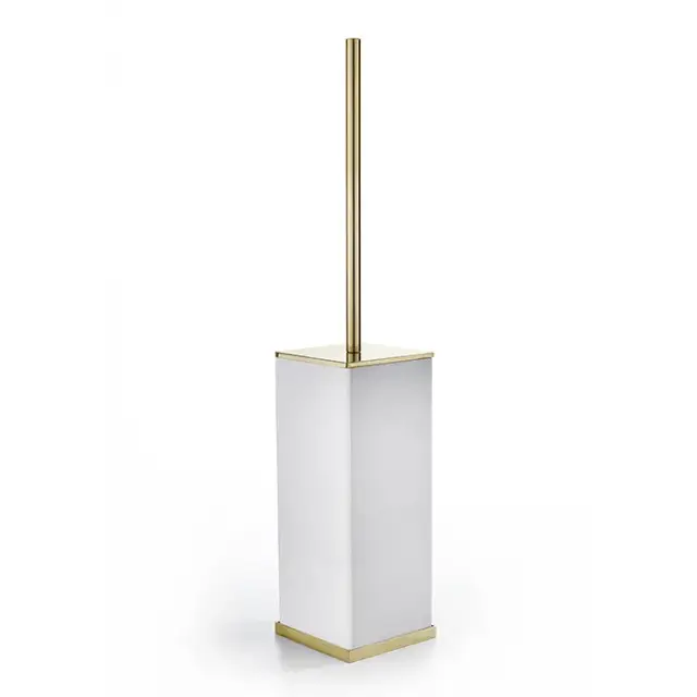 3SC MooD Deluxe Ершик для унитаза напольный с латунной колбой, цвет: белый матовый/золото Lucido MDW17AGD