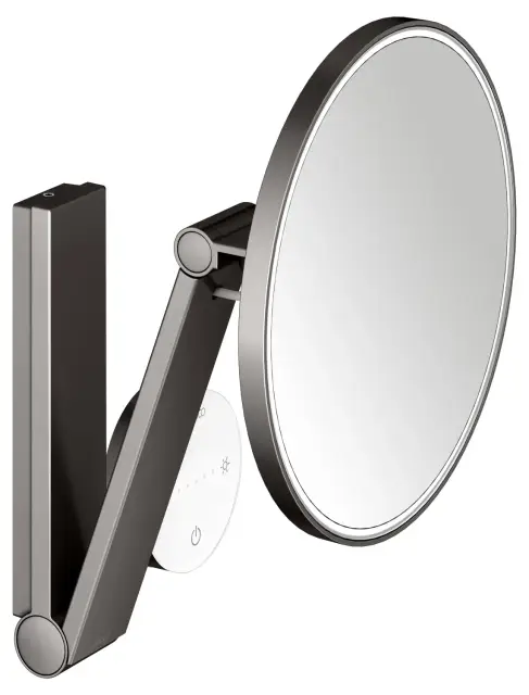 Keuco Kosmetikspiegel Косметическое зеркало подвес., 5ти кратное увелич. подсветка, цвет:титан черн. 17612 359002