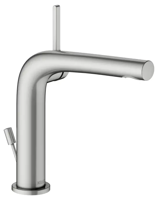 Keuco Edition 400 Смеситель для раковины рыч. 150, с д/к и гарнитуром для слива, цвет:нерж. сталь 51502 210000