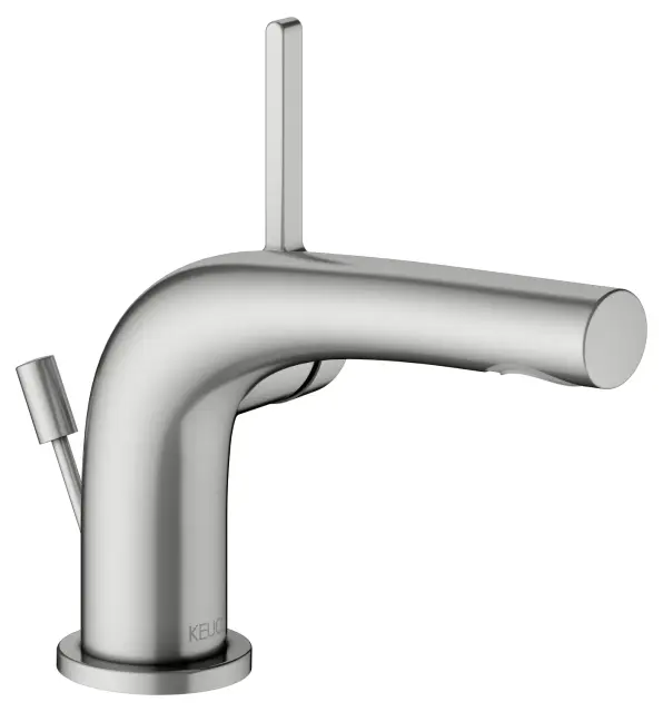 Keuco Edition 400 Смеситель для раковины рычажный 80, с д/к и гарнит. для слива, цвет:нерж. сталь 51504 210000