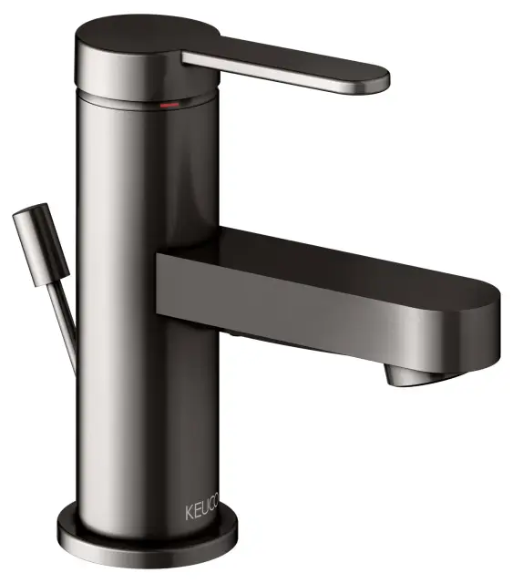 Keuco Ixmo Смеситель для раковины рычажный 60, с д/к и гарнитуром для слива, цвет: титан черный 59504 353000