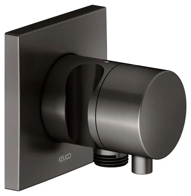 Keuco Ixmo Запорный вентиль с выпуском для шланга и держателем, внешняя часть, цвет: титан черный 59541 351202