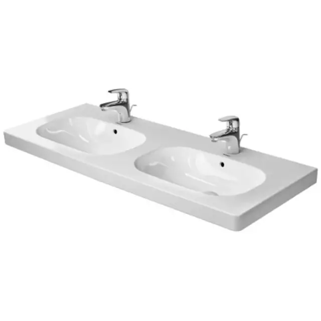 Duravit D-Code Раковина подвесная 120x49x18h см, двойная, с переливом, цвет: белый глянцевый 03481200002