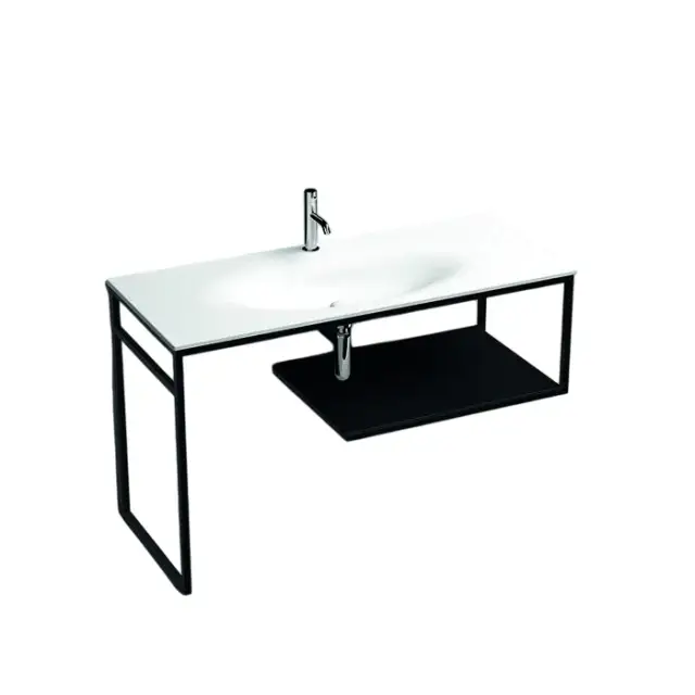 Kerasan Shape Louise Консоль под раковину 100x50 см, напольная с черной полкой, цвет: Nero matt 9333K3