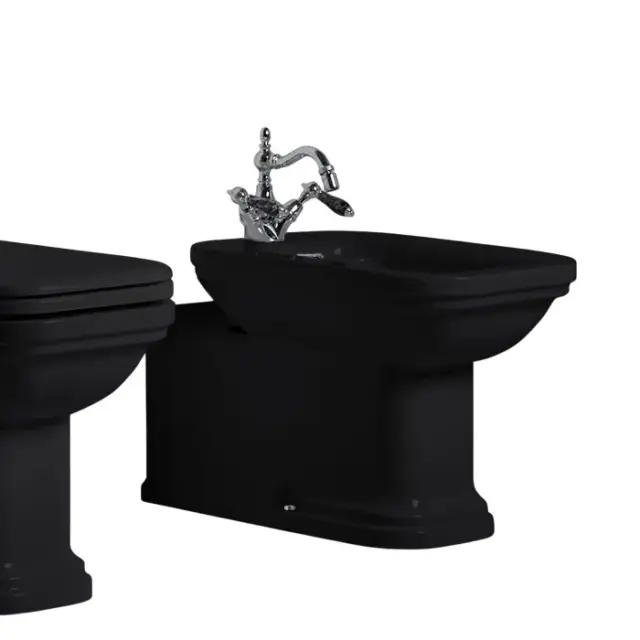 Kerasan Waldorf Биде напольное 37x65 см, с 1 отверстием под смеситель и переливом, цвет: Nero lucido 4120K4 nero/cr *1