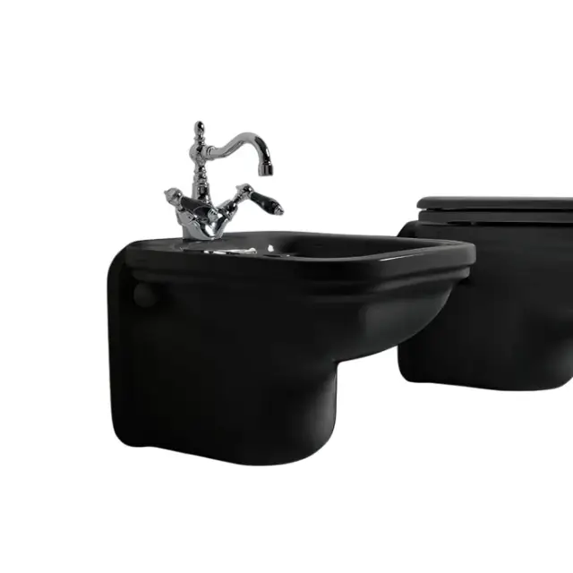 Kerasan Waldorf Биде подвесное 37x55 см, с 1 отверстием под смеситель и переливом, цвет: Nero lucido 4125K4 nero/cr *1