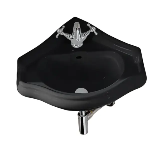 Kerasan Retro Раковина угловая 57,5x41 см, с 1 отвер. под смеситель и переливом, цвет: Nero lucido 103204 Nero lucido *1