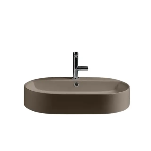 Kerasan Ciotola Раковина чаша 65x40x12hсм, с 1 отвер. под смеситель и переливом, цвет: Nocciola mat 028581 Nocciola *1