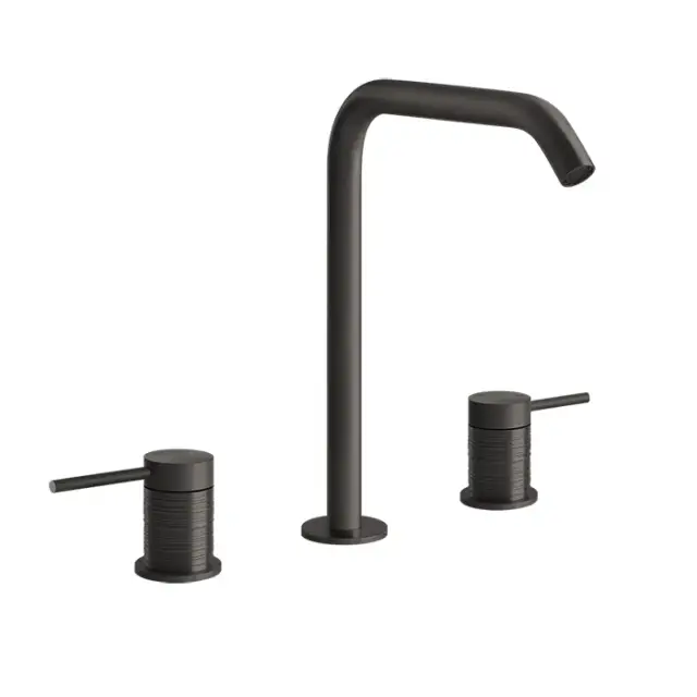 Gessi 316 Смеситель для раковины без донного клапана двухвент., цвет: black metal brushed PVD 54311#707