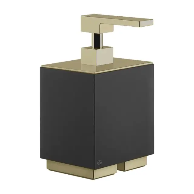 Gessi Inverso/Rettangolo Дозатор для жидкого мыла, настольный, черная колба, цвет: brushed brass PVD 20838#727