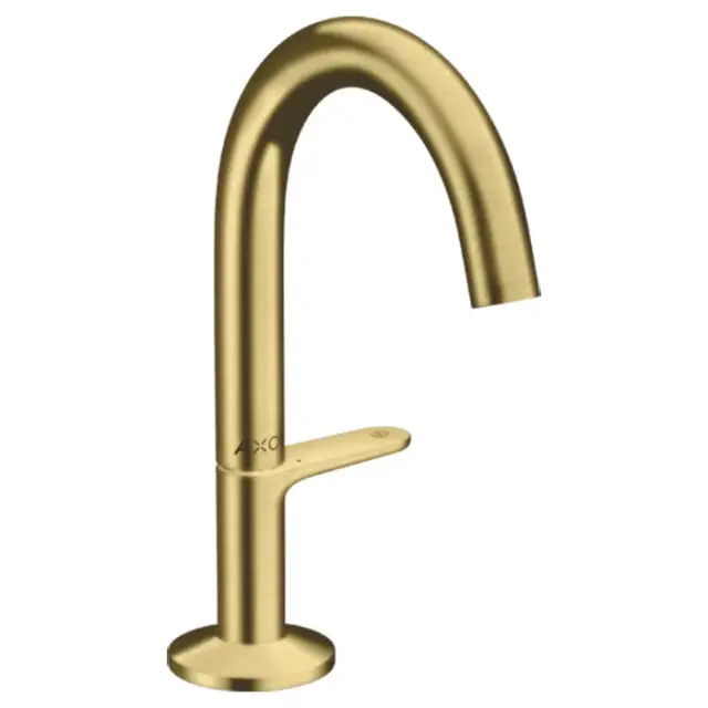 Axor One Смеситель для раковины высокий на 1 отверстие с донным клапаном, цвет: шлифованная латунь 48010950