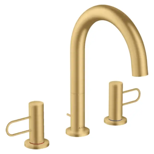 Axor Uno Смеситель для раковины на 3 отверстия с донным клапаном, цвет: шлифованное золото 38054250