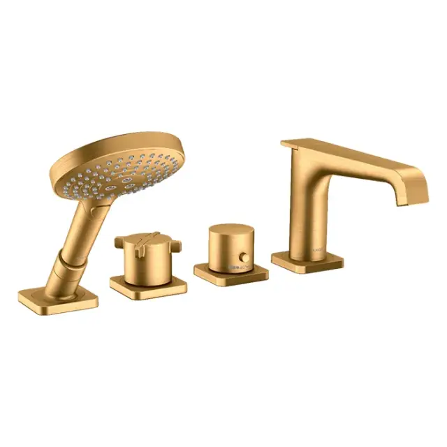 Axor Citterio E Термостат на борт ванны, с ручным душем, внешняя часть, цвет: шлифованное золото 36411250